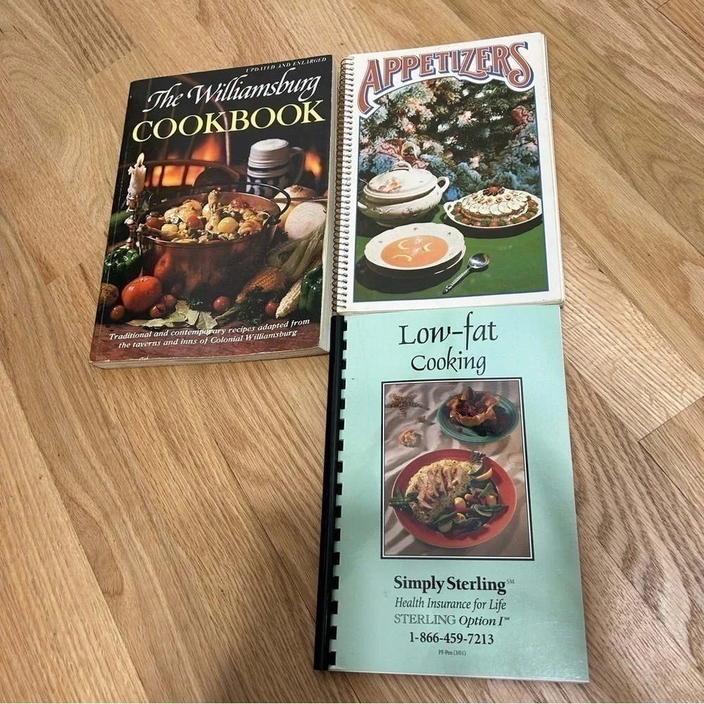 Vintage Cookbook Bundle Williamsburg Cook Book Low Fat Cooking Appetizers